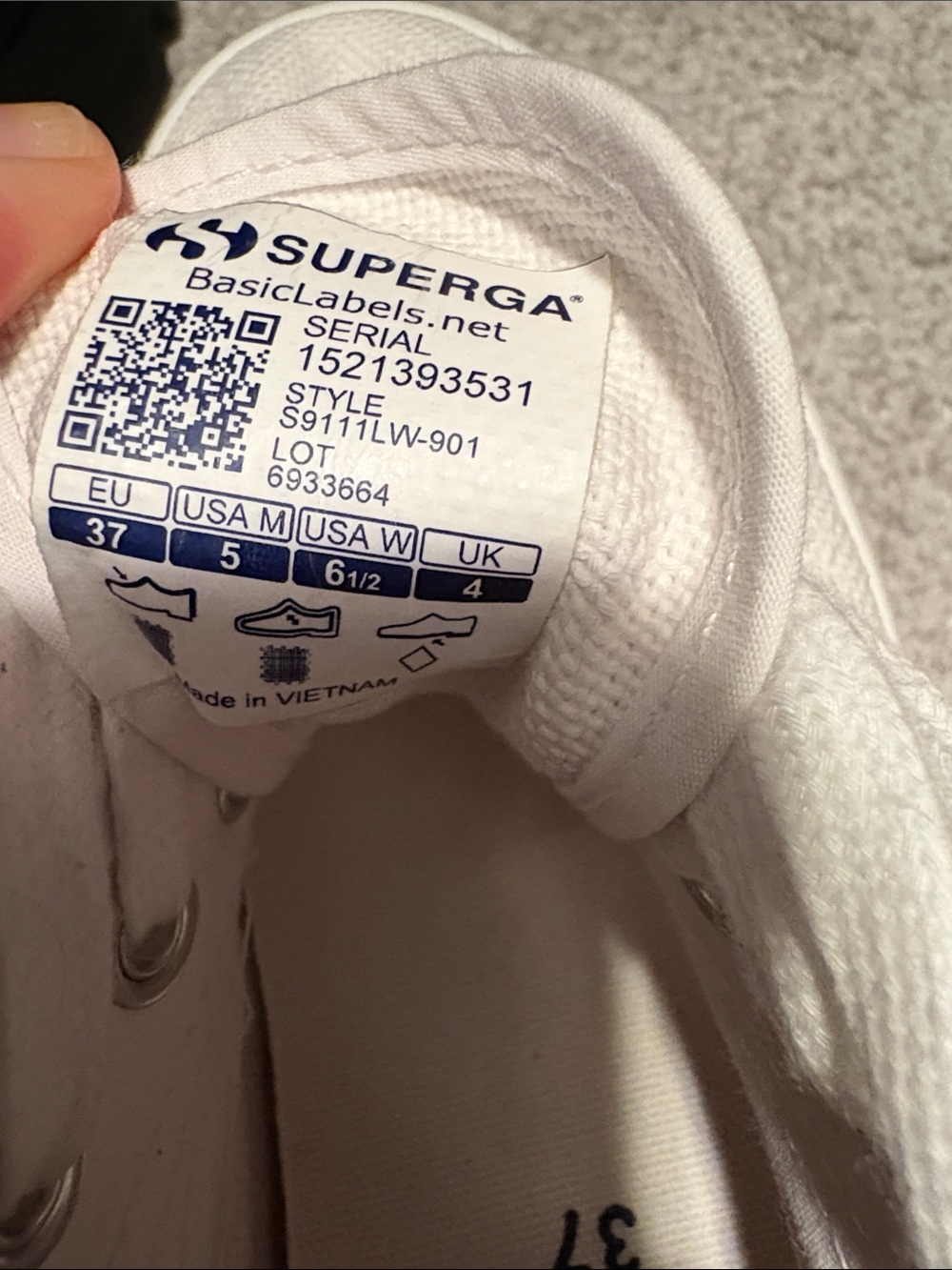 Superga White Low-Top 2740 Platform Canvas Sneaker Size 37 - Picture 11 of 11
